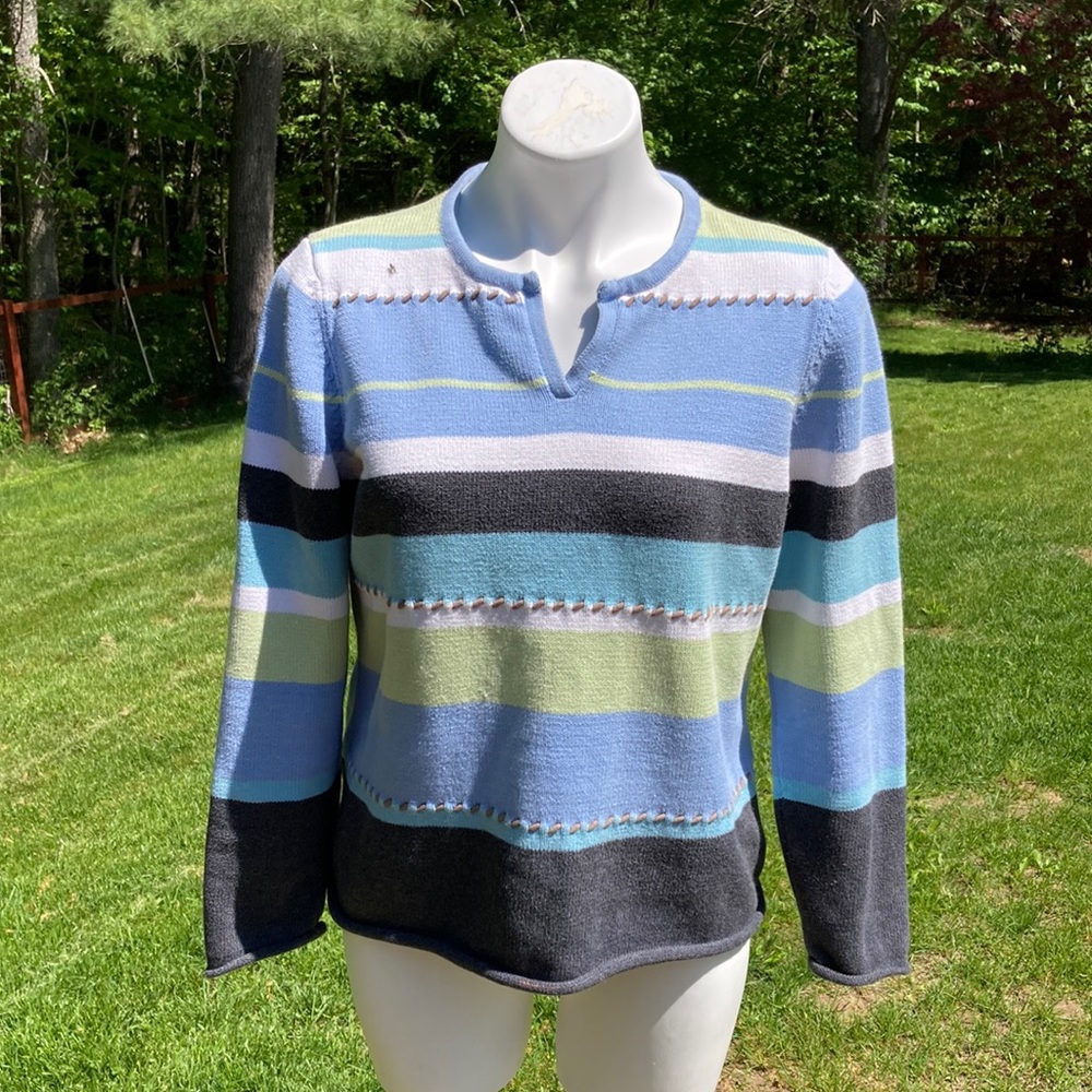 Crazy Horse heavy all cotton knit pastels sweater with contrast stitching size L